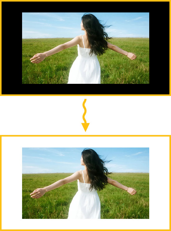 怎么把视频四周的黑边变成白边